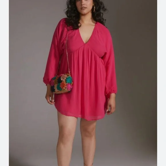 Anthropologie | Dresses | Forever That Girl Hot Pink Mini Dress Babydoll |  Poshmark